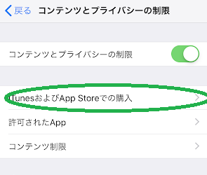 コンテンツとプライバシーの制限インストール①