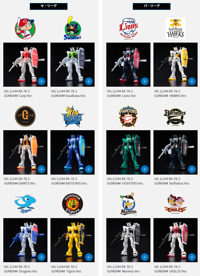 ガンダム40周年 プロ野球12球団 コラボ】