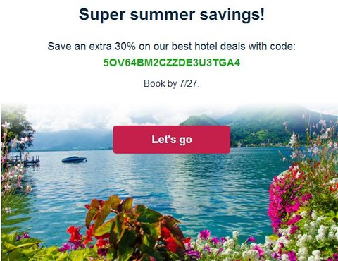 ORBITZ　ホテルご予約でご利用頂ける30％オフ　クーポンコードあり！