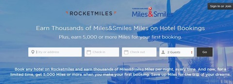 Rocketmiles ロケットマイルズ トルコ航空のMiles & Smilesが最低5000マイルもらえるキャンペーン中！