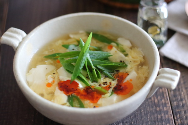 【レシピ】かきたま豆腐スープ