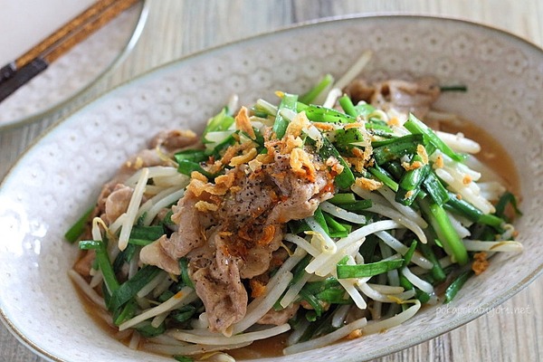 電子レンジで作るニラ肉炒めレシピ