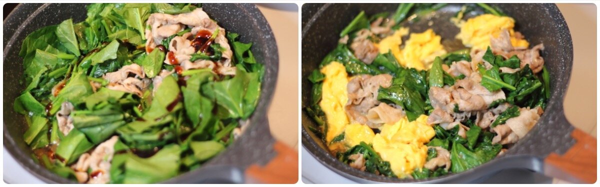 豚肉とほうれん草のふわ卵炒め オイスターソース味でやみつき ぽかぽかびより レシピ 作り方 コツ Powered By ライブドアブログ