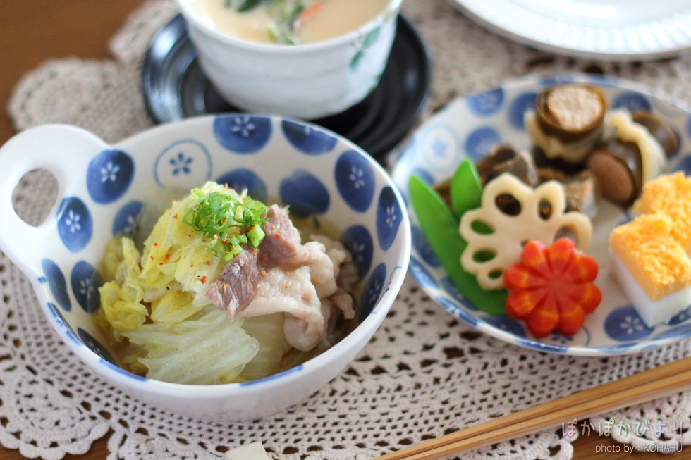 豚肉と白菜のさっと煮 お節料理を取り入れた晩御飯メニュー ぽかぽかびより レシピ 作り方 コツ Powered By ライブドアブログ 豚肉と白菜のさっと煮 お節料理を取り入れた晩御飯メニュー ぽかぽかびより レシピ 作り方 コツ Powered By ライブドアブログ