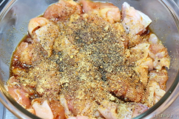 あらびきガーリック入りの鶏唐揚げ 格段に美味しく作るためのスパイス ぽかぽかびより レシピ 作り方 コツ Powered By ライブドアブログ