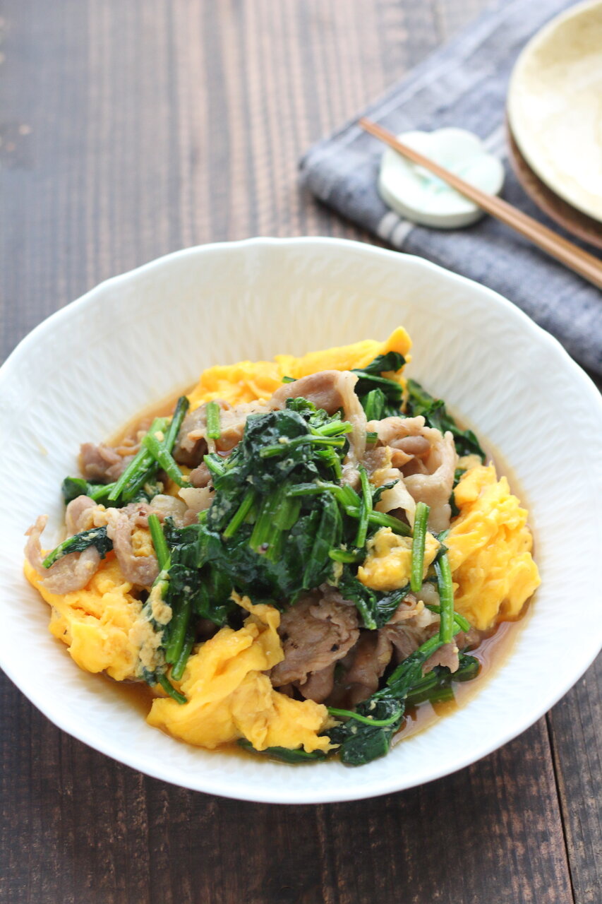 豚肉とほうれん草のふわ卵炒め オイスターソース味でやみつき ぽかぽかびより レシピ 作り方 コツ Powered By ライブドアブログ