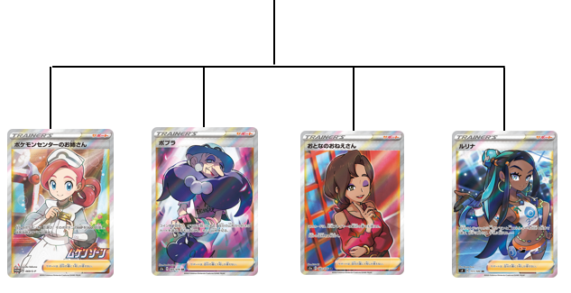 ポケカ女性srサポート人気投票第2回戦 ポケモンセンターのお姉さんvsポプラvsおとなのおねえさんvsルリナ ポケカ研究所ブログ