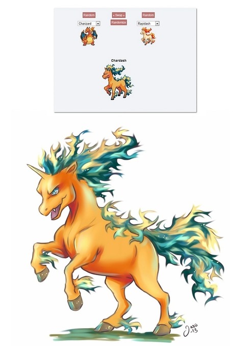 画像 Pokemon Fusion で作られた合成ポケモンを実際に描いてみたイラスト１０選 ポケモン速報