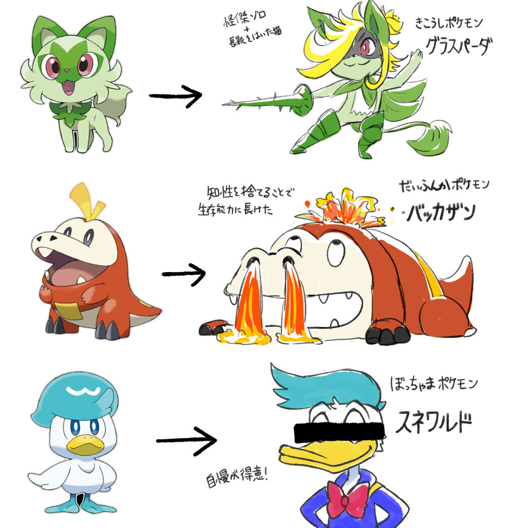 ポケモンsv 外人 新ポケモン御三家の進化系考えてみた W