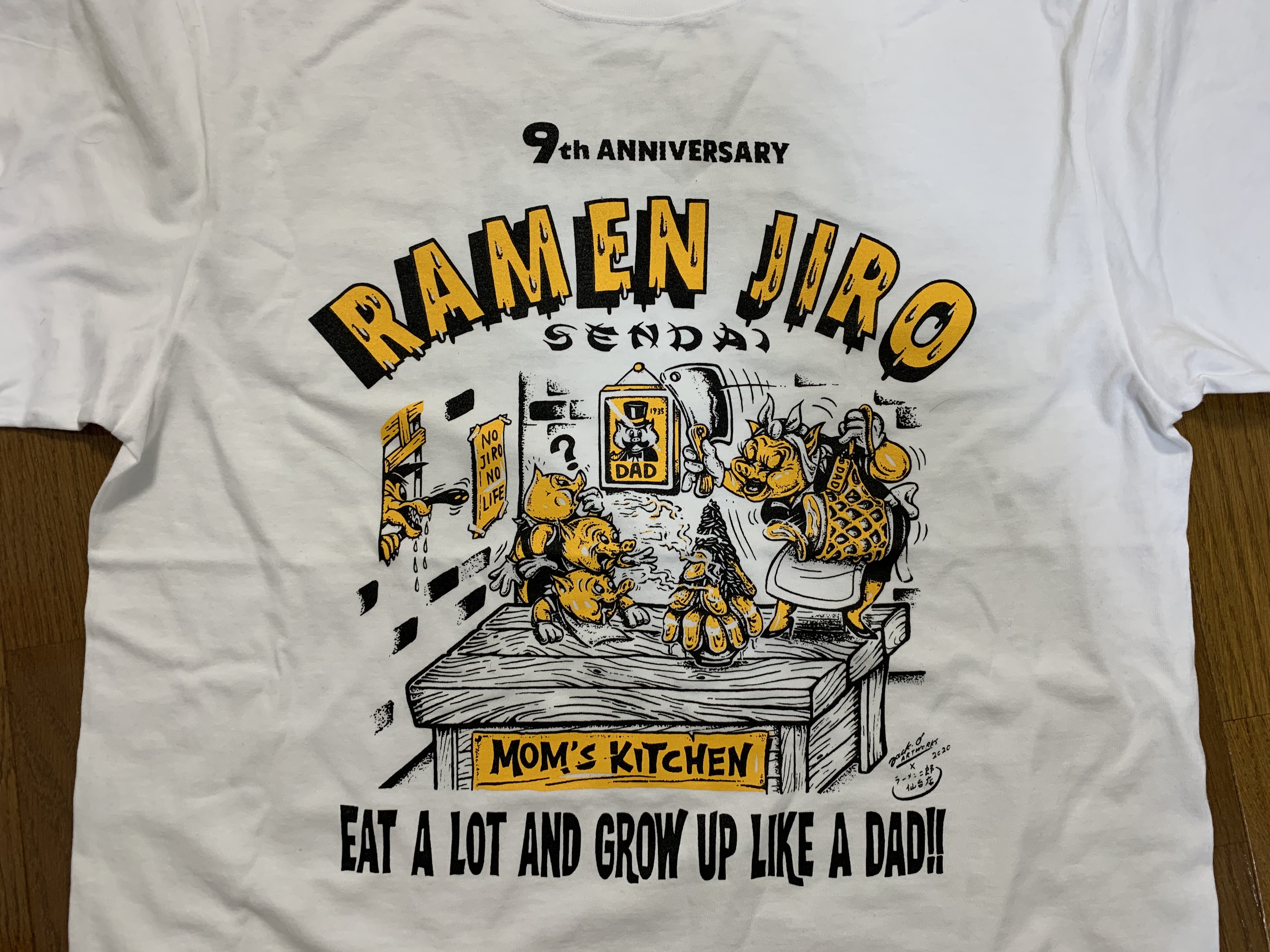 ラーメン二郎 総帥 山田拓美翁 77歳 喜寿記念 お祝いTシャツ