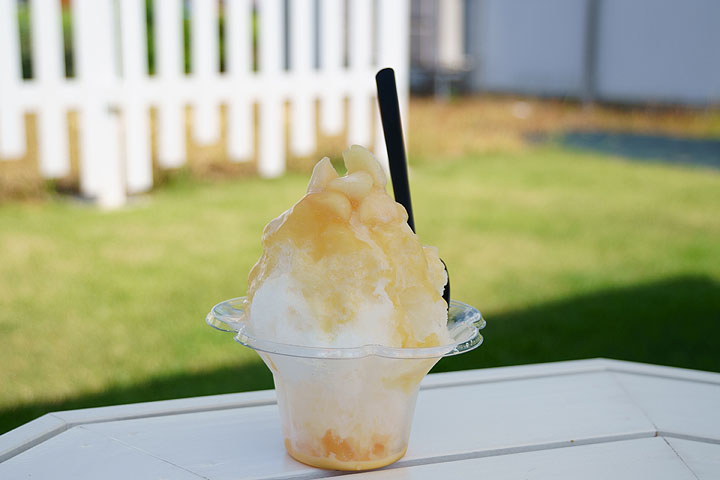 テラスわんこok 小千谷のルメルシーでかき氷を頂く 黒ぽめあんこ と 黒ぽめおはぎ