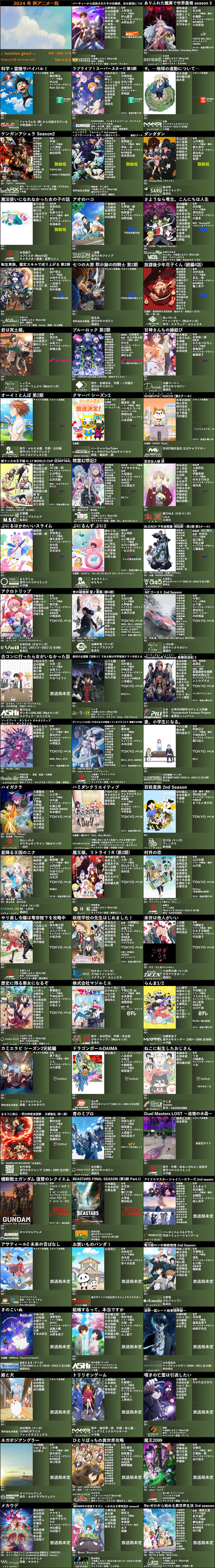 2024 年秋アニメ