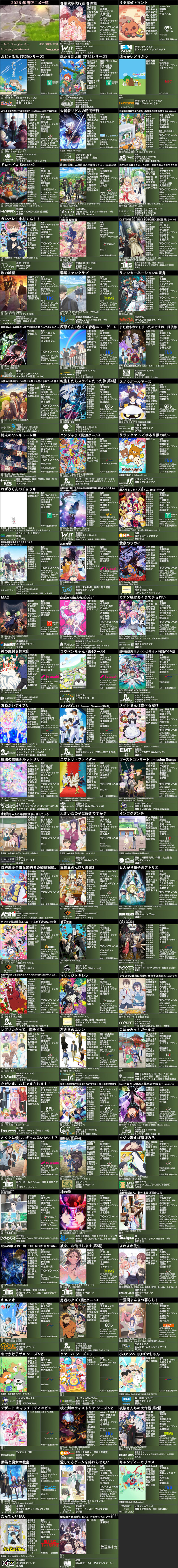 2026 年春アニメ