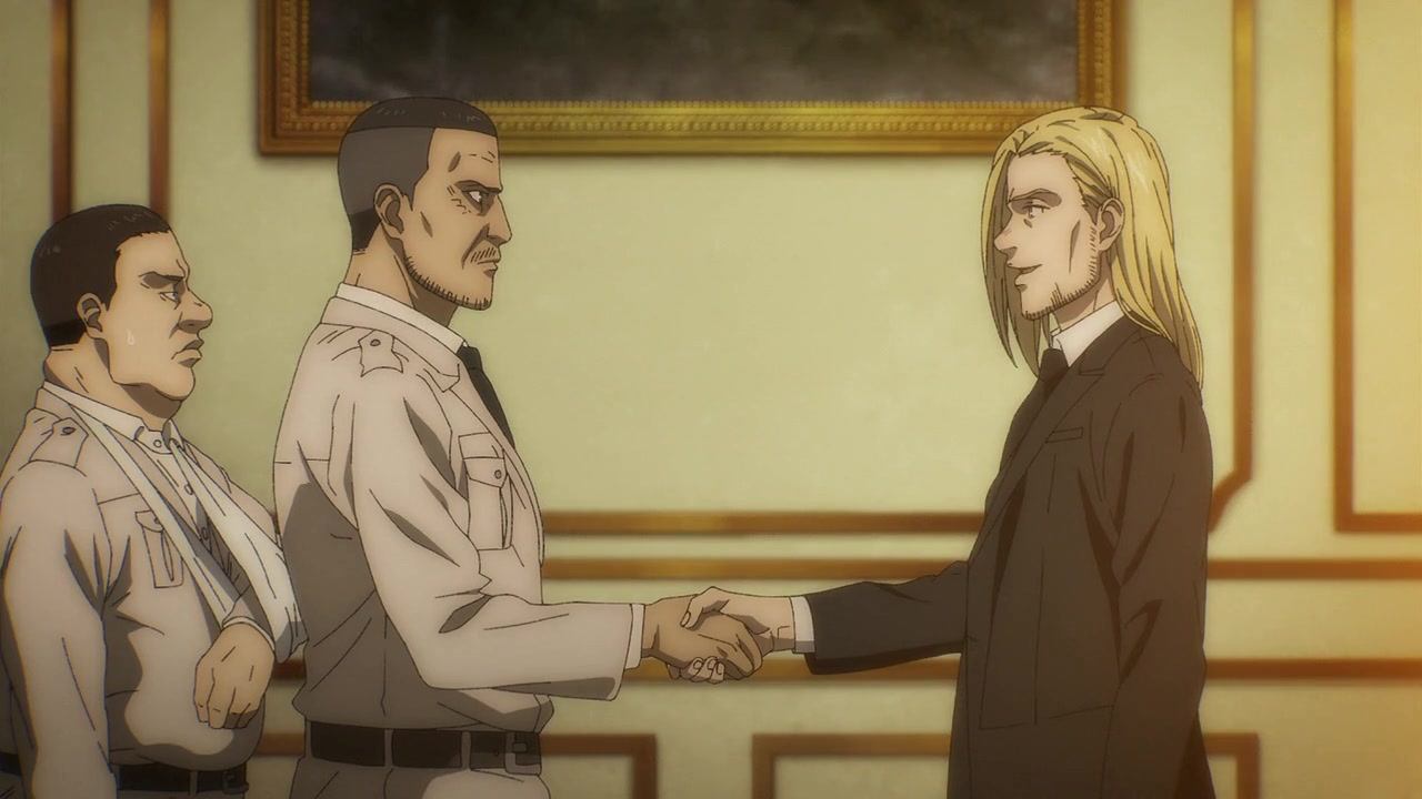 進撃の巨人 63話 4期 4話 感想 実況まとめ エレンとの再会がライナーの日常を寸断する ガビやファルコが青春謳歌する裏でヴィリー タイバーの演説が迫る ポンポコにゅーす ファン特化型アニメ感想サイト