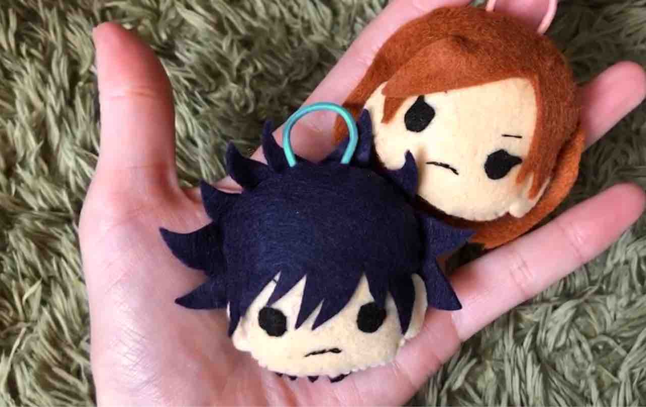 呪術廻戦 型紙 伏黒恵のキーホルダー作ってみた フェルトでキャラクターマスコットつくる人