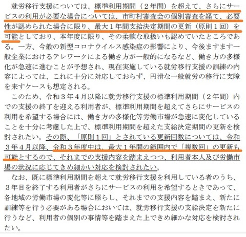 就労移行支援事業所更新について