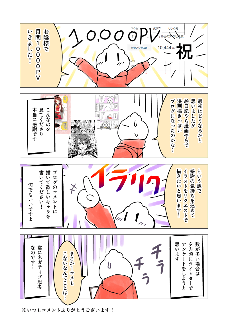 感謝 月間pv達成記念イラストリクエスト募集 漫画描きポルリンの 本音 ぽろりん喫茶