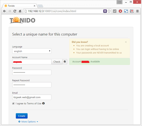Install-Tonido-Create-a-Account