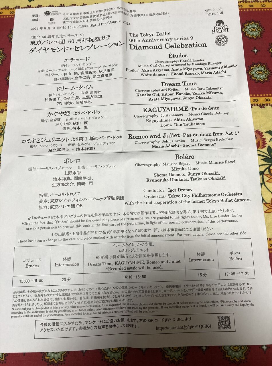 東京バレエ団 60周年祝祭ガラ「ダイヤモンド・セレブレーション 東京バレエ団 60周年祝祭ガラ「ダイヤモンド・セレブレーション