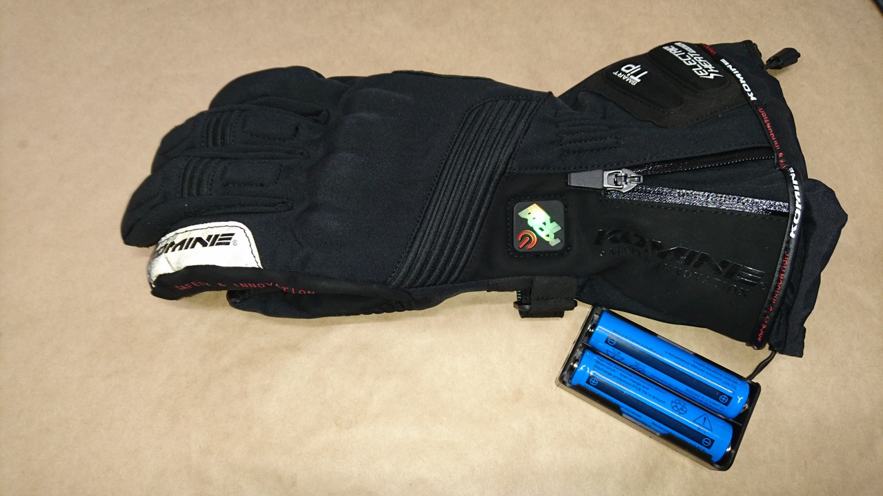 コミネ 電熱グローブ GK-804 サイズL、シガーケーブル、7.4Vバッテリー