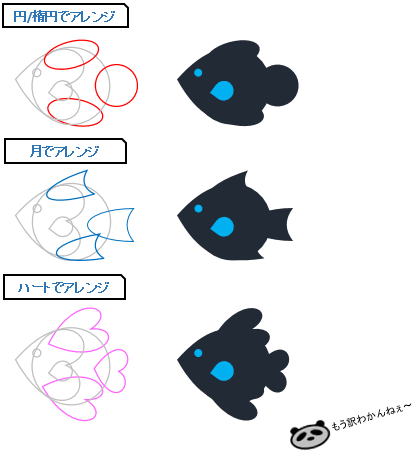 オートシェイプでお魚を描くぞ 暑中見舞い 恥の上ぬり Pcで絵を描くぞ