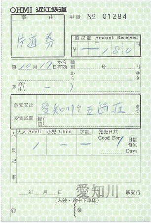 近江鉄道本線 愛知川 : 厚紙散歩