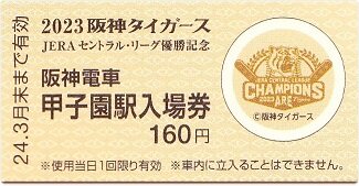 2023 阪神タイガース セントラル・リーグ優勝記念入場券 : 厚紙散歩