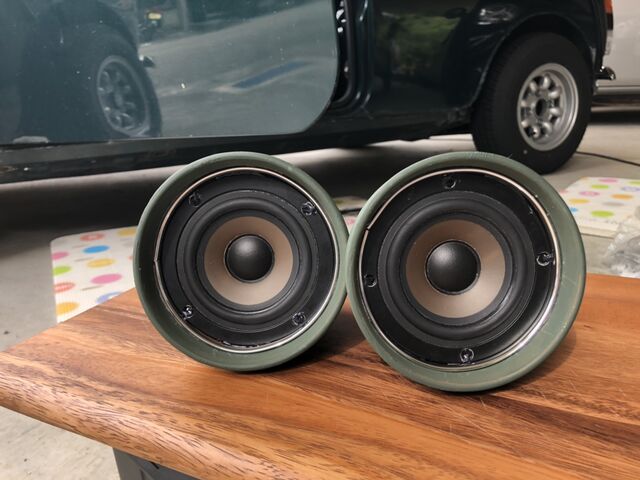 クラシックミニのフロントに自作スピーカーを取り付け 会長の趣味いろいろblog