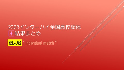 2023インターハイ全国高校総体🚺結果まとめ＠個人戦 : ソフト