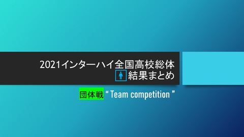 2021インターハイ全国高校総体🚹結果まとめ(団体戦)