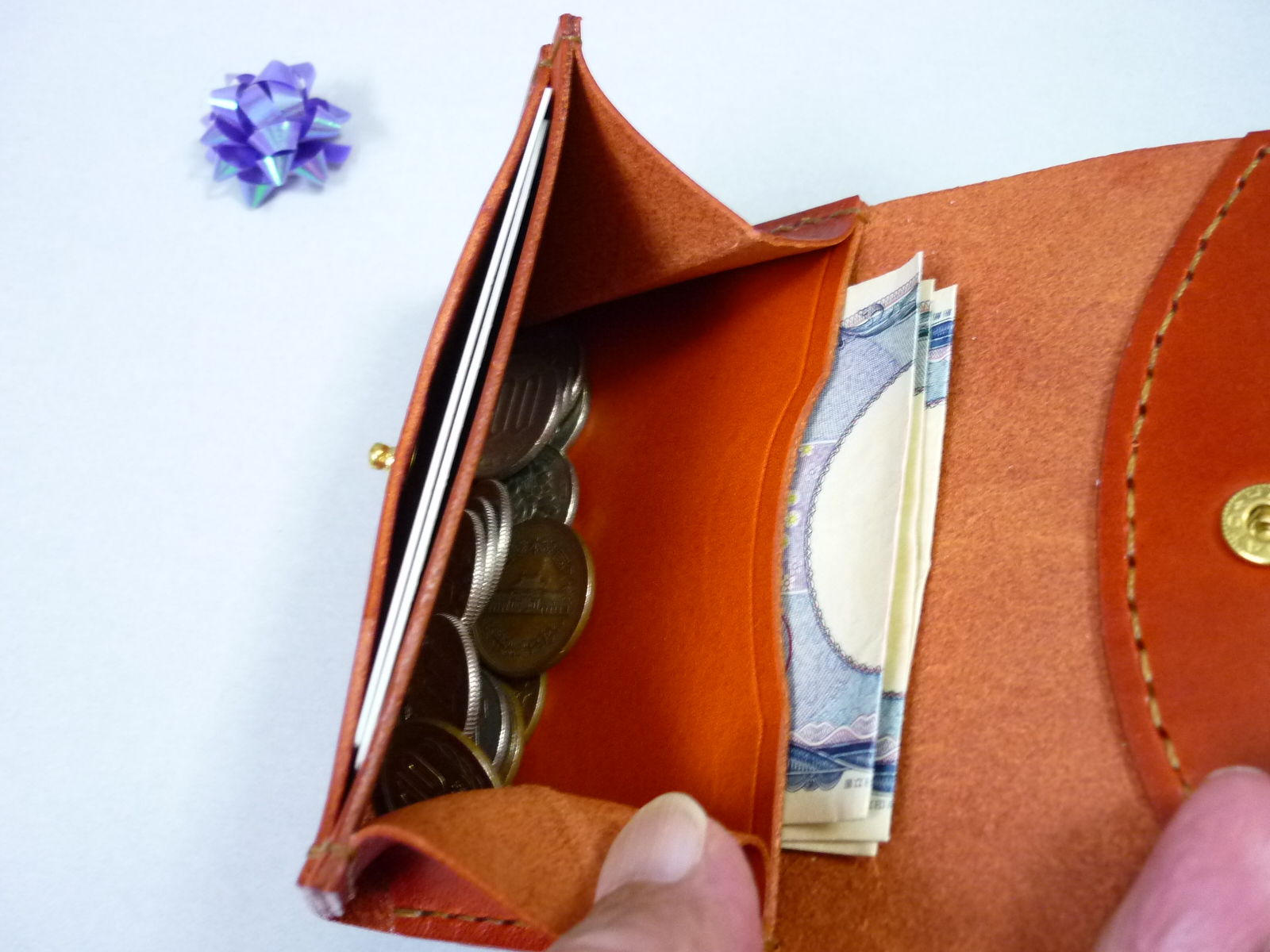 ミニ財布（赤茶色）・・オイルレザー : paddyの革小物