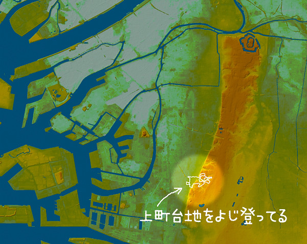 大阪全体地形図にゾウ