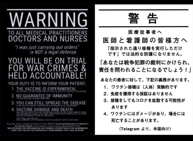 医師や看護婦への警告