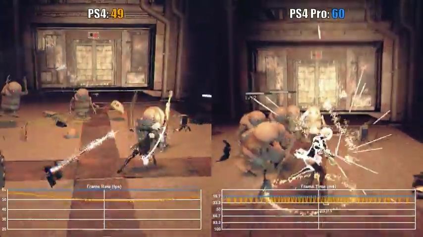 ニーア オートマタ 体験版 Ps4 Pro版とps4版のフレームレート比較 解像度もfpsもpro版の圧勝 ゲームかなー