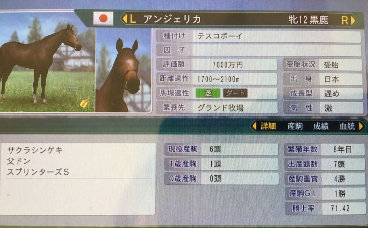 Psvita ウイニングポスト8 17 01 毎作安定のアンジェリカ Pdsbox Diary