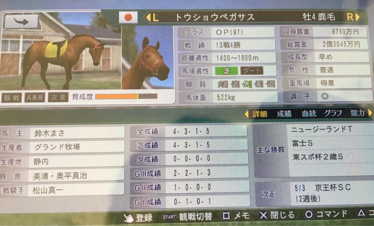 Psvita ウイニングポスト8 17 01 毎作安定のアンジェリカ Pdsbox Diary