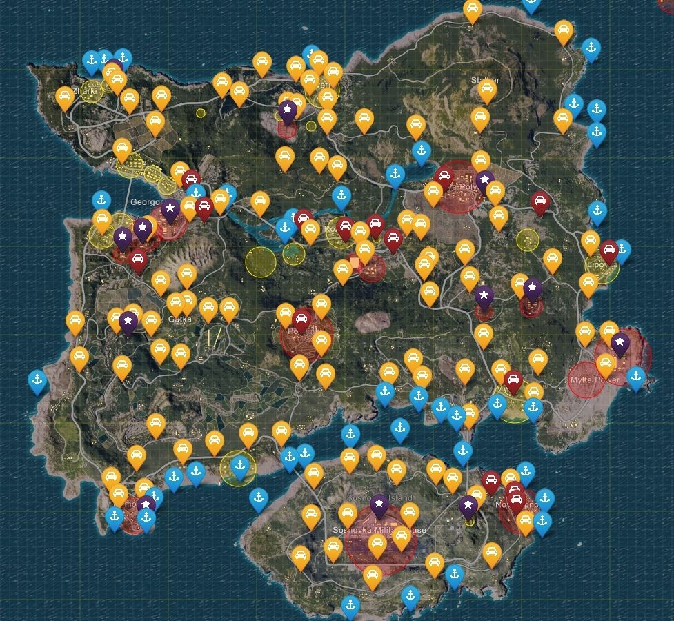 Pubg 武器ルート 車のインタラクティブマップ Pubg2chまとめ みりべ速報