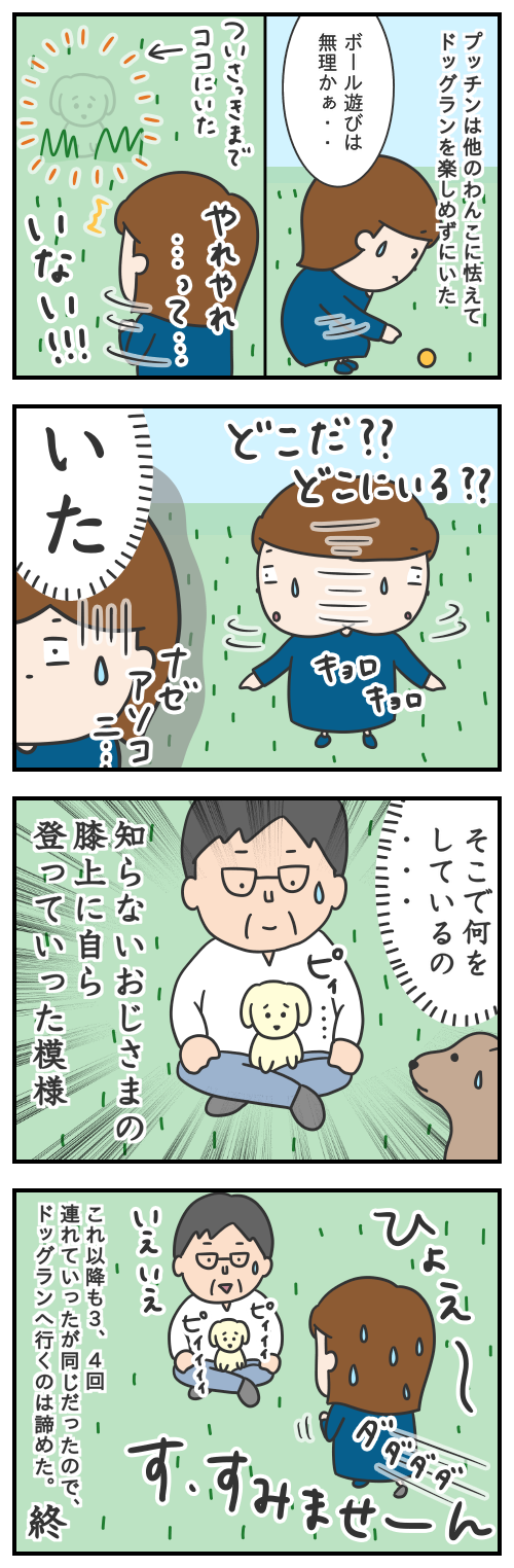 ドッグランで愛犬プッチンが身を潜ませた意外な場所
