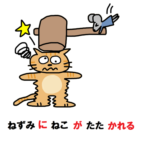 無料シェア教材 文法絵カード プリントその４ 受け身文の助詞 働く主婦の独り言