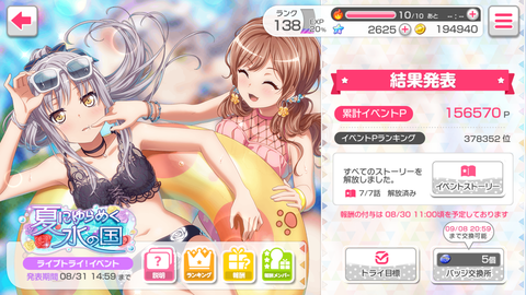 バンドリ659イベント結果