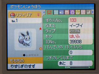 ポケモンプラチナ140色違いイーブイ★