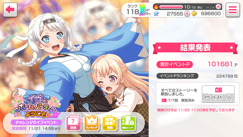 バンドリ199イベント結果