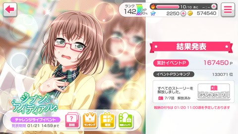 バンドリ791イベント結果