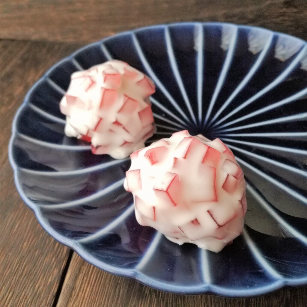 辻調通信 和菓子第5課 流し菓子1 あじさい Puyomeのごはんできてるよ