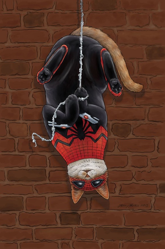 Spiderman-superhero-cats-jenny-parks-600x904