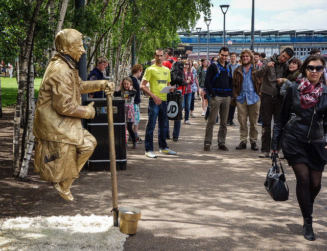 living statue suspended balancing in mid air 1