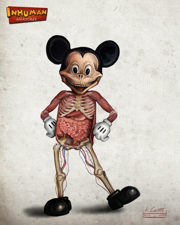 ディズニーキャラクターの人体標本図 Alessandro Conti Disney Inhuman Anatomy ジャポンタ