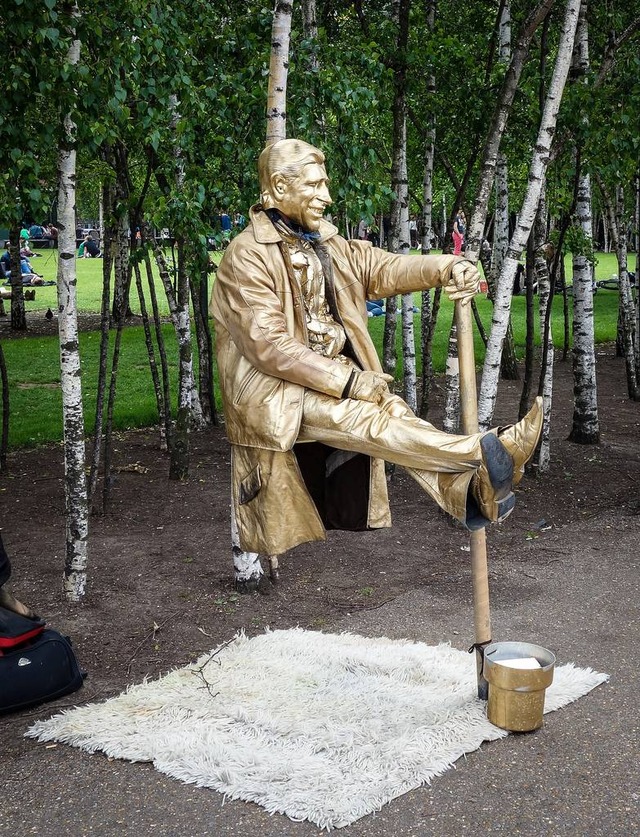 living statue suspended balancing in mid air 3
