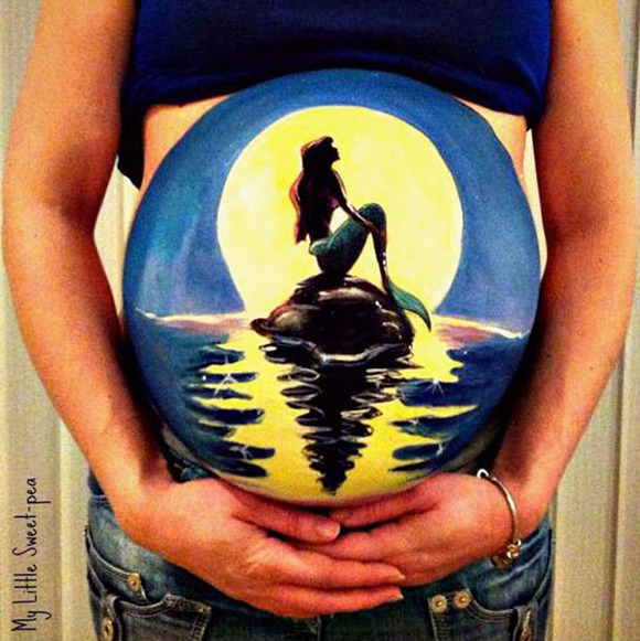 丸いお腹に大きな期待と大きな夢 妊婦さんの大きなお腹をキャンバスに描かれたマタニティー ボディーペイント ジャポンタ