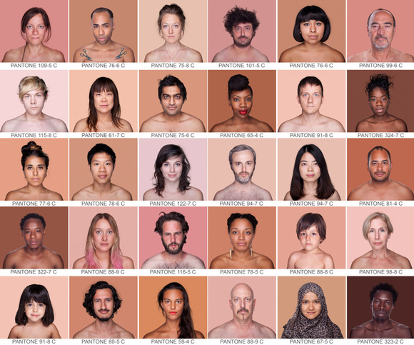 世界の人々のスキントーン 肌の色で製作されたクロマチック インベントリ 色彩一覧表 ジャポンタ